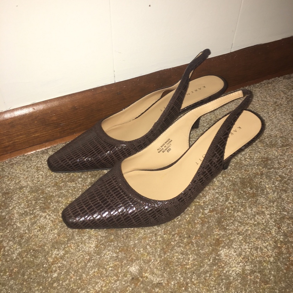 Karen Scott brown strapped high heels